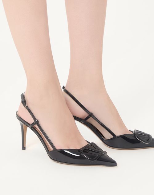 Valentino Garavani - Vlogo Signature Patent Leather Slingback Pump 80mm - Black - Woman - Pumps And Slingbacks